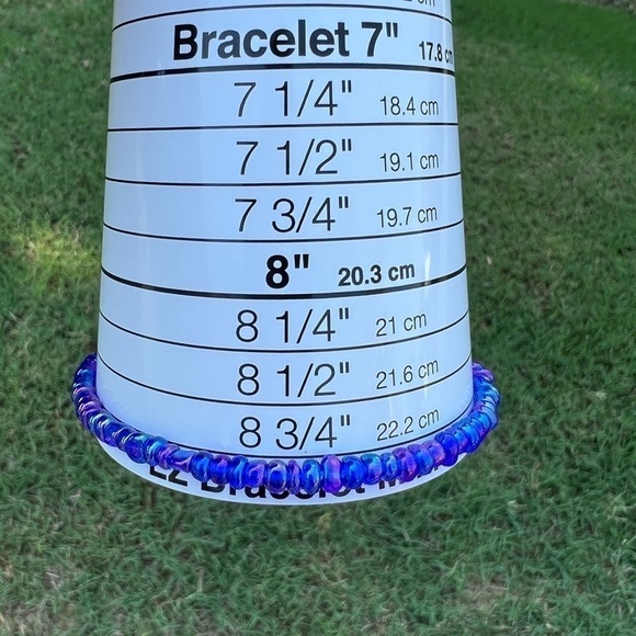 Stretch Beaded Anklet Sapphire Rainbow Blue - Picture 9 of 14